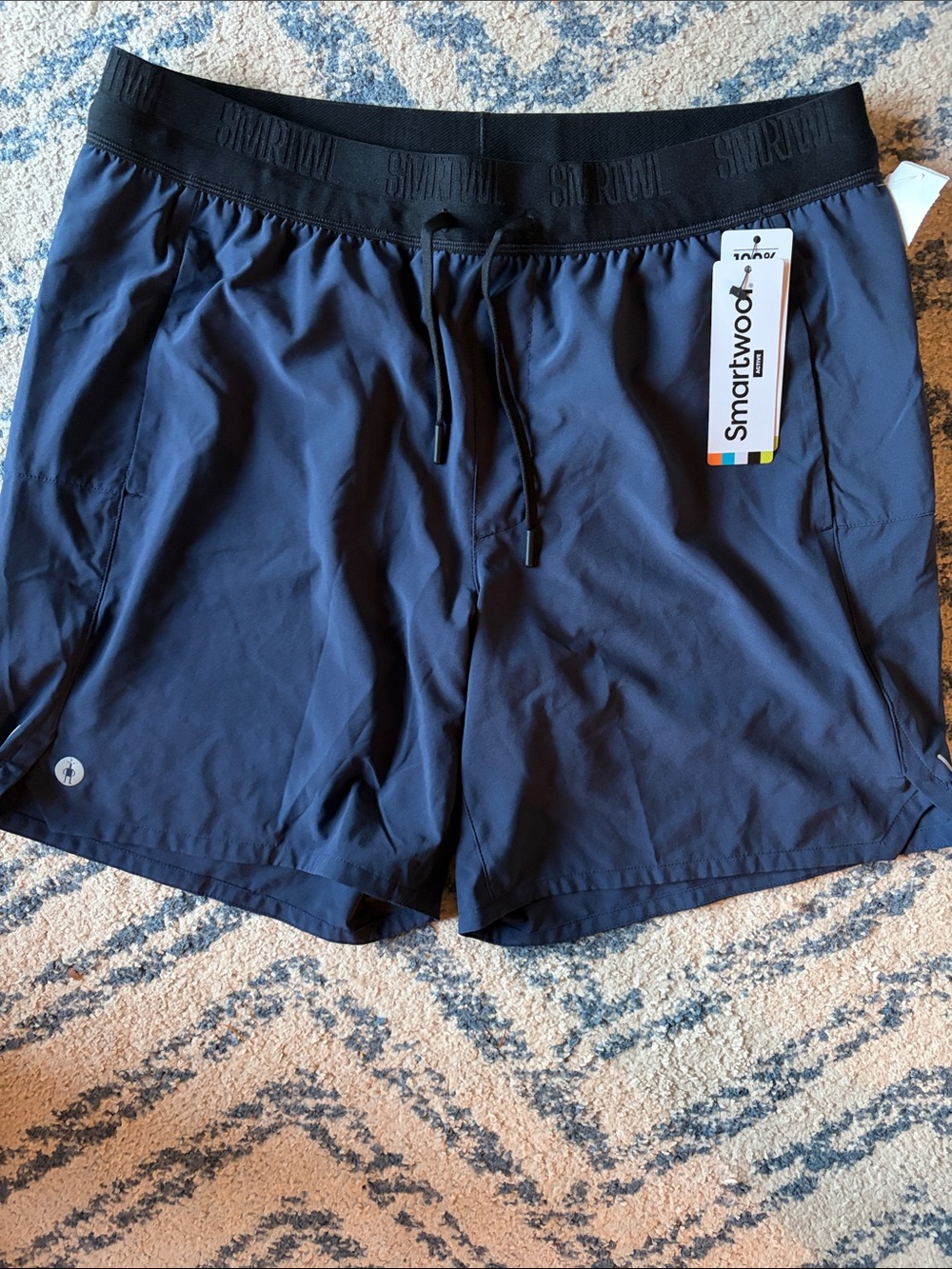 Smartwool Men's Dark Navy Athletic Shorts with Black Waistband